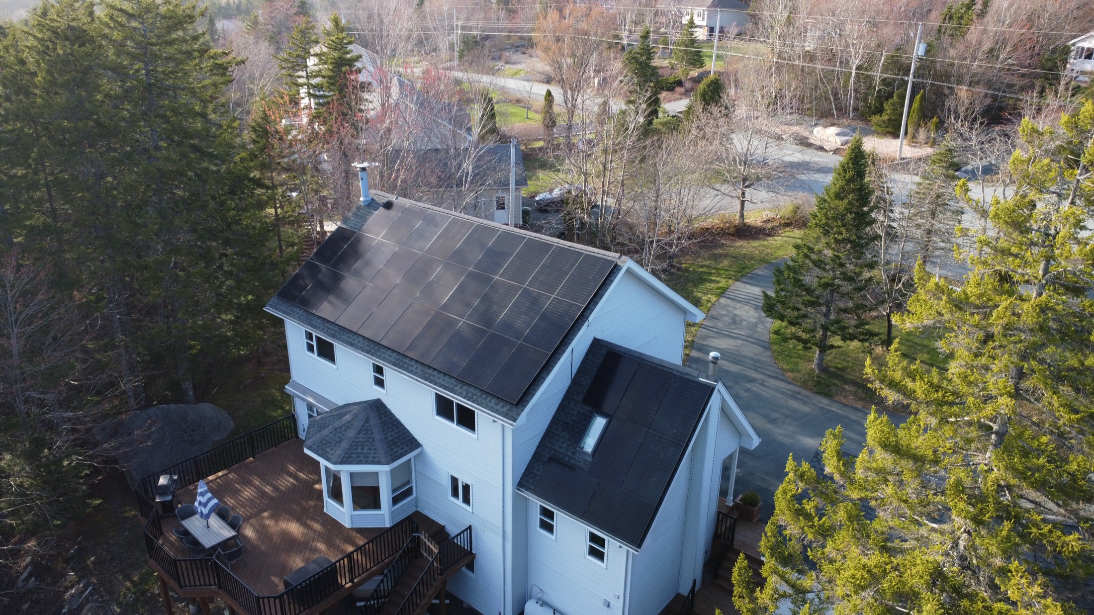 Completed residential solar installation on a home in Hammonds Plains, Nova Scotia by Tri-County Solar