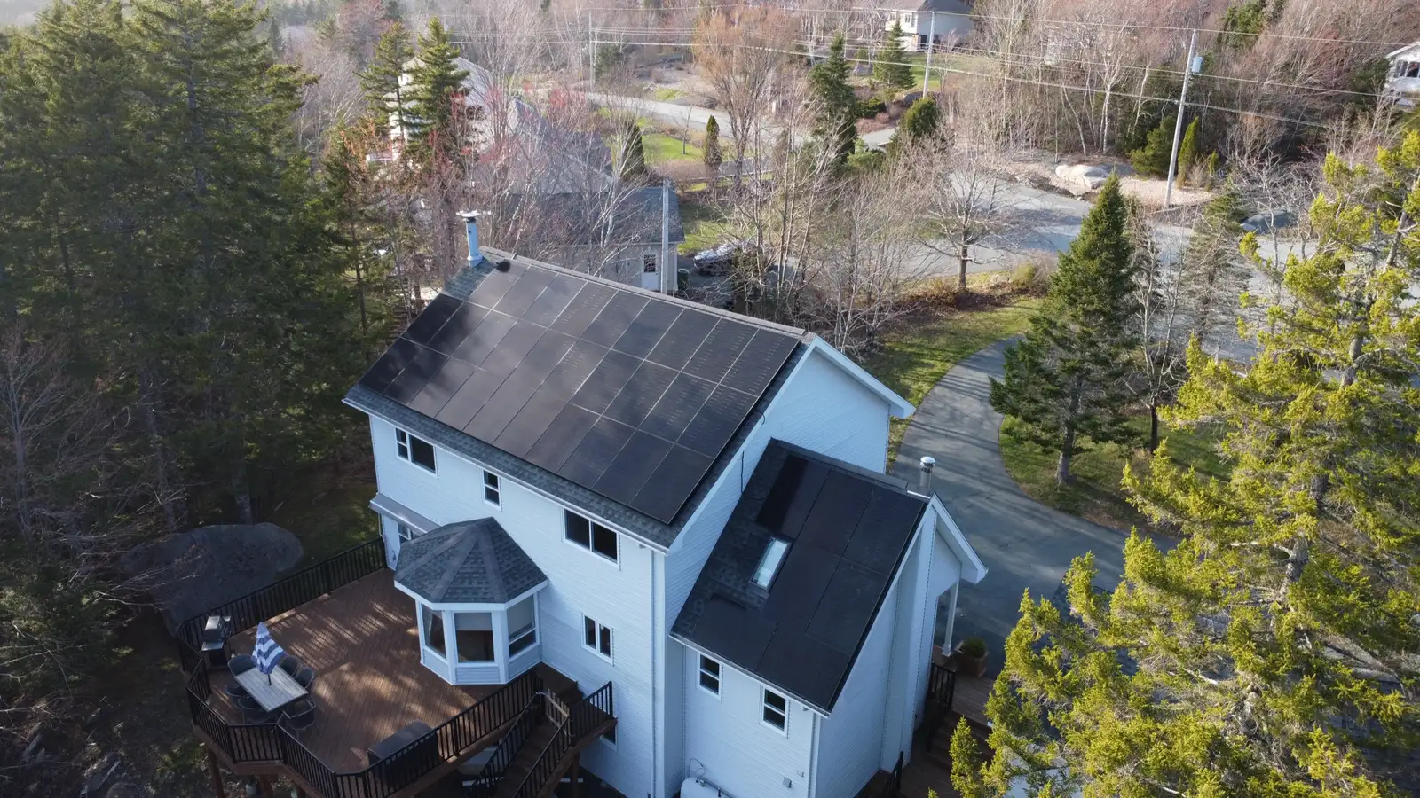 Completed residential solar installation on a home in Hammonds Plains, Nova Scotia by Tri-County Solar