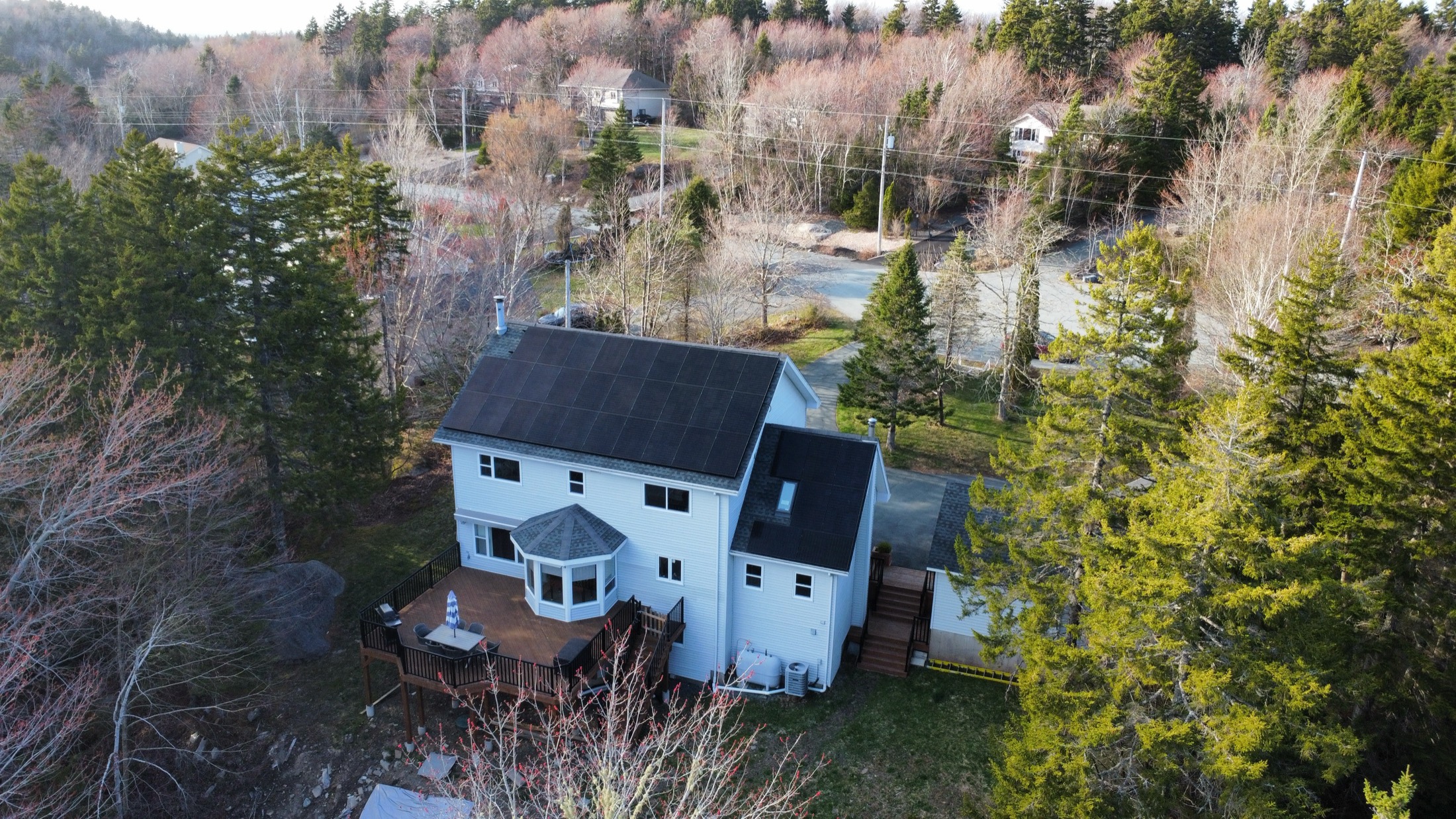 Completed Tri-County Solar residential rooftop installation on a home in Hammonds Plains, Nova Scotia
